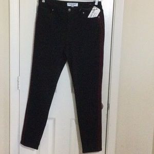 NWT Velvet Heart Denim Los Angeles Black Skinny Jeans Red Side Stripes Size 31